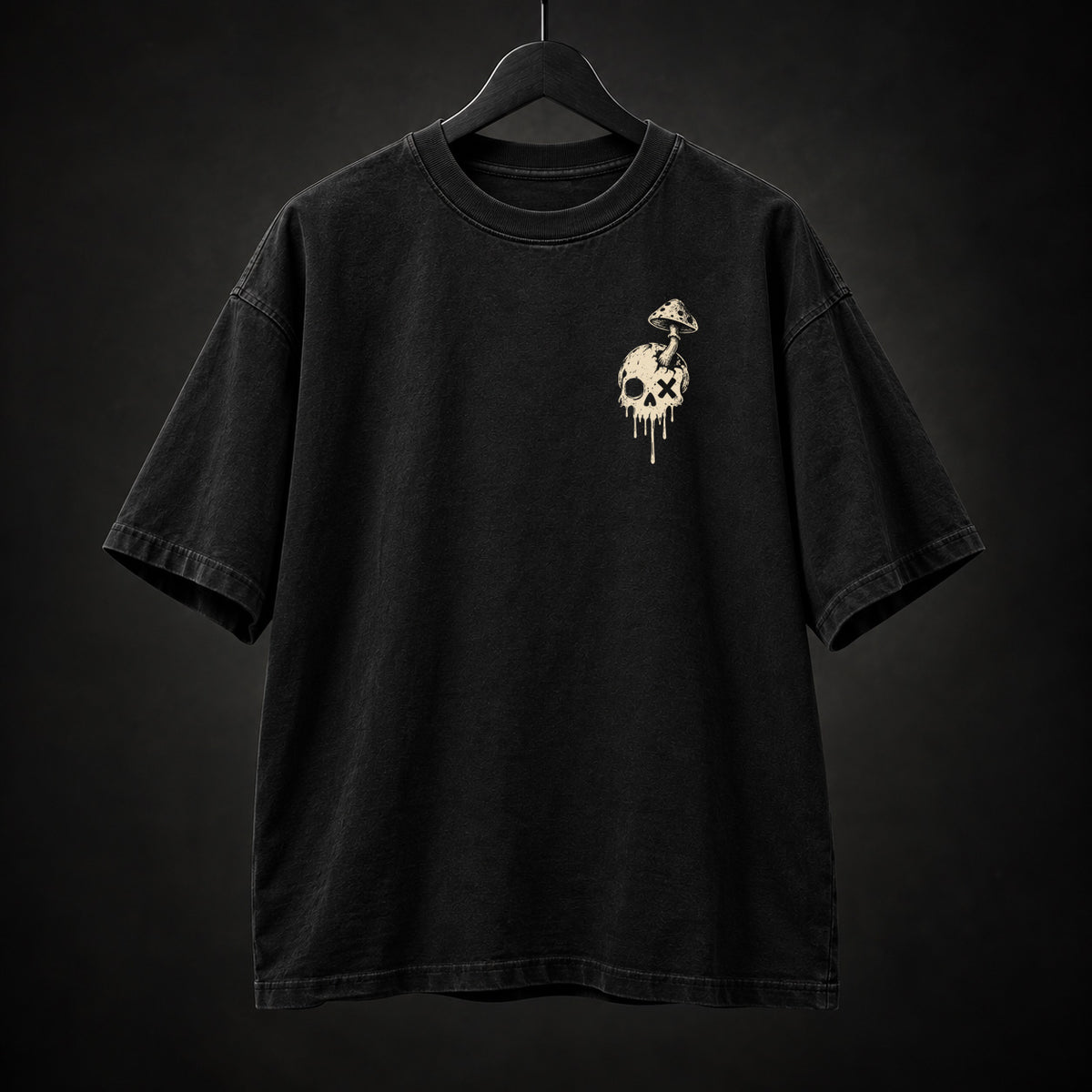 Follow the Grin washed black graphic T-shirt - front