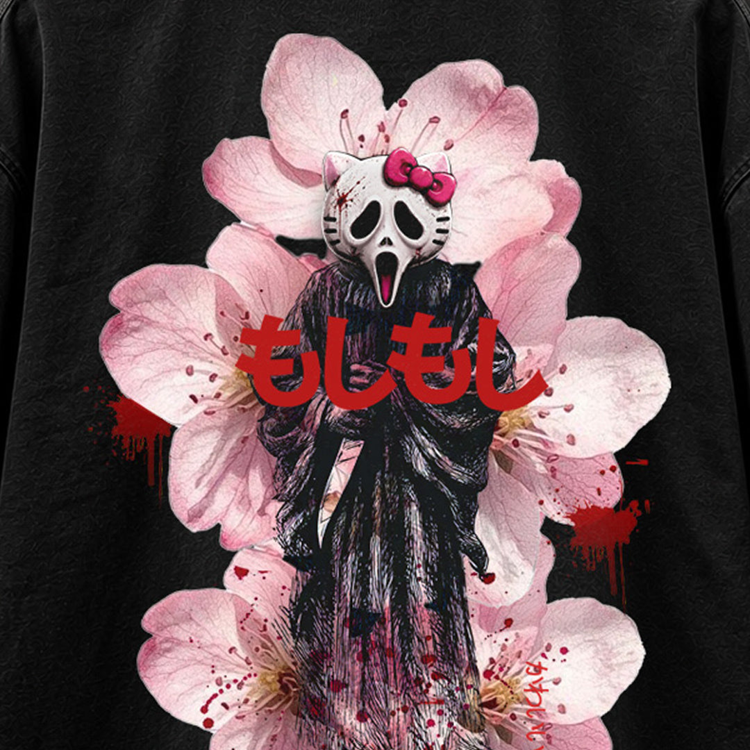 Nightmare Bloom washed black graphic T-shirt - back detail