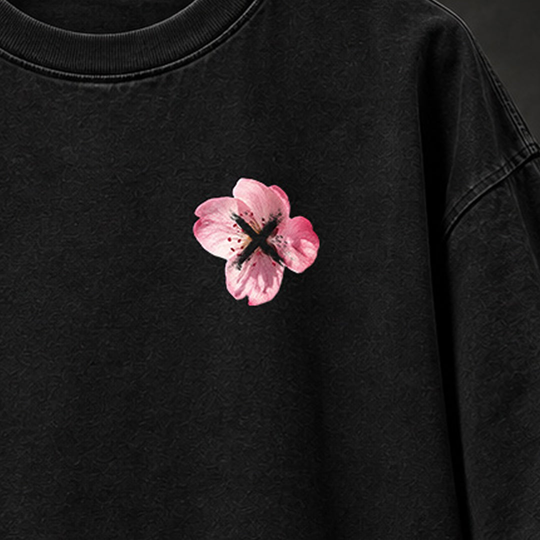 Nightmare Bloom washed black graphic T-shirt - front detail